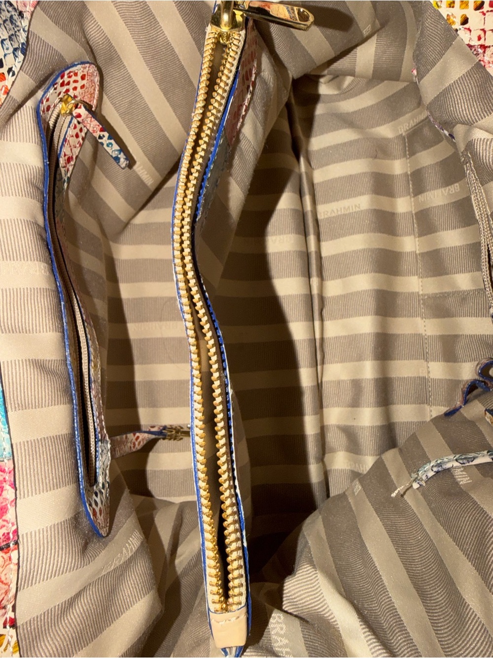 Just Reduced!  Brahmin Elise Coronado Multicolor Snake-Print Bag Price is Firm - Picture 5 of 10